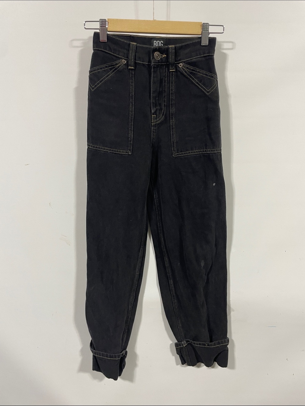 BDG Black High-Rise Utility Pants with Contrast Stitching